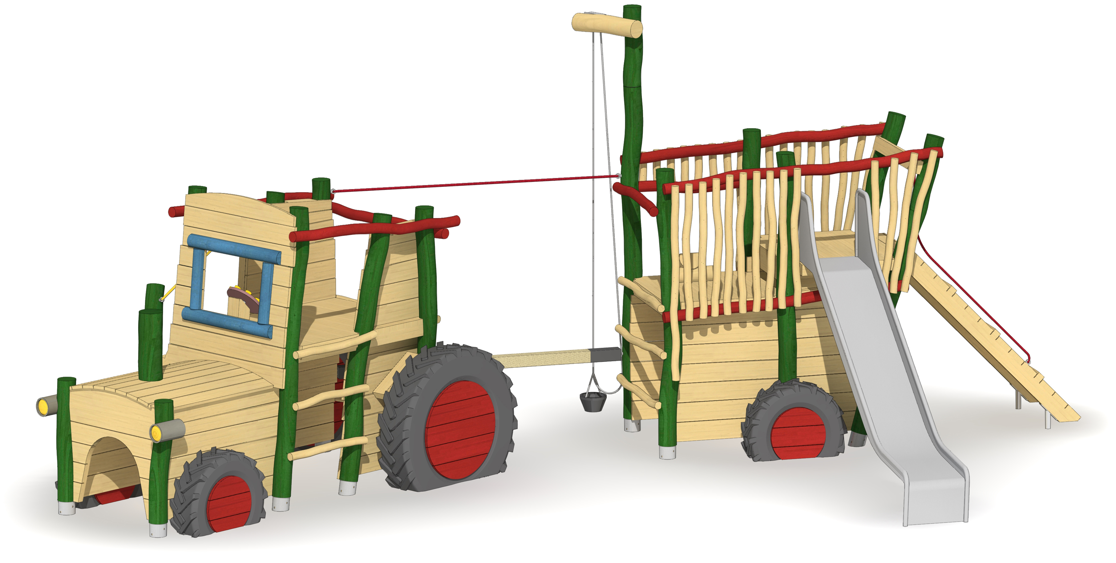 Spieltraktor Bingen mit Anhänger Ansicht 2
