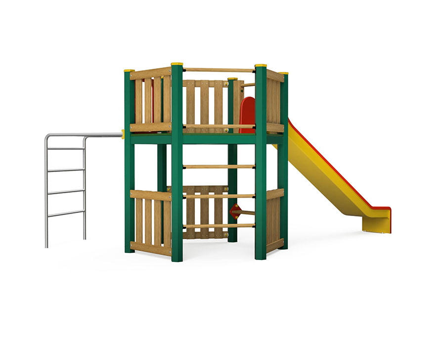 Spielturm-Kombination Holz/Aluminium Ansicht 3