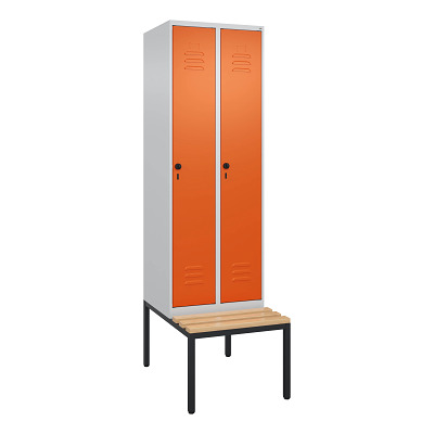 C+P Garderobenschrank „Classic Plus“, Abteilbreite 30 cm, mit Sitzbank, Sport-Thieme