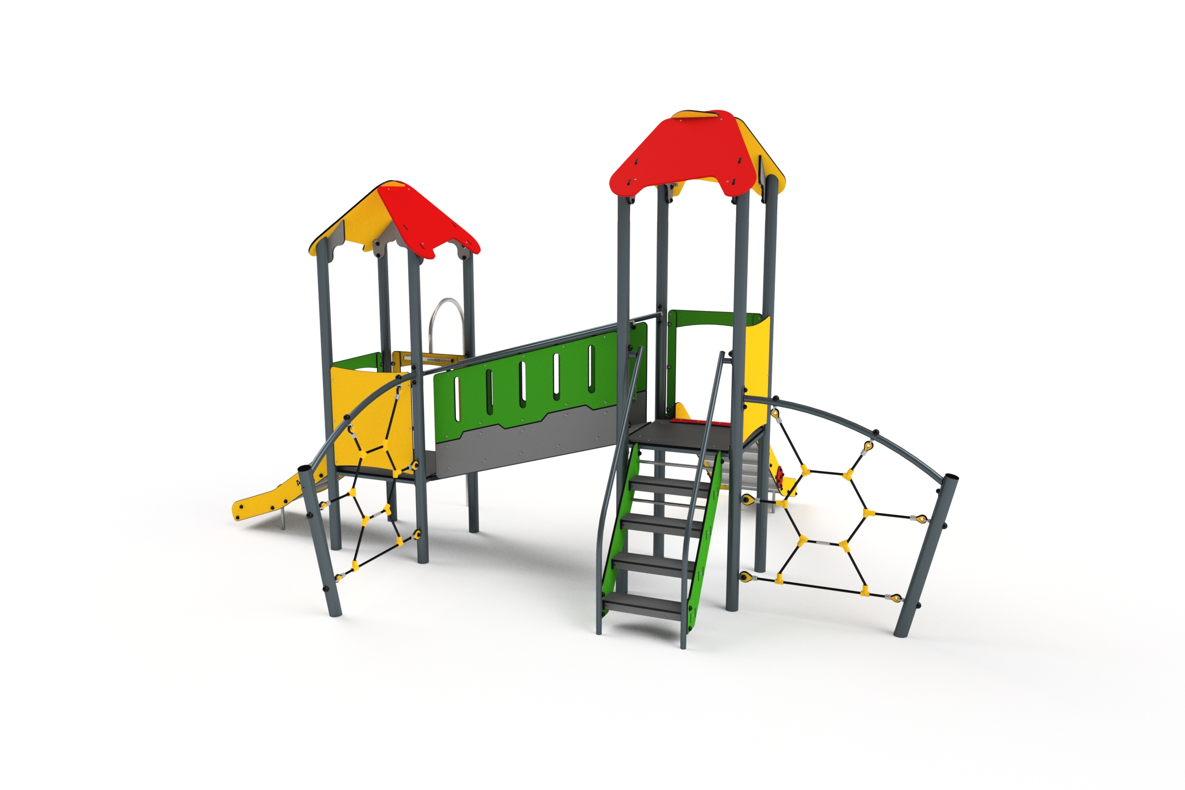 11047 Doppelturm mit Feuerwehrstange, Netze, rutschen und Brücke Ansicht 5