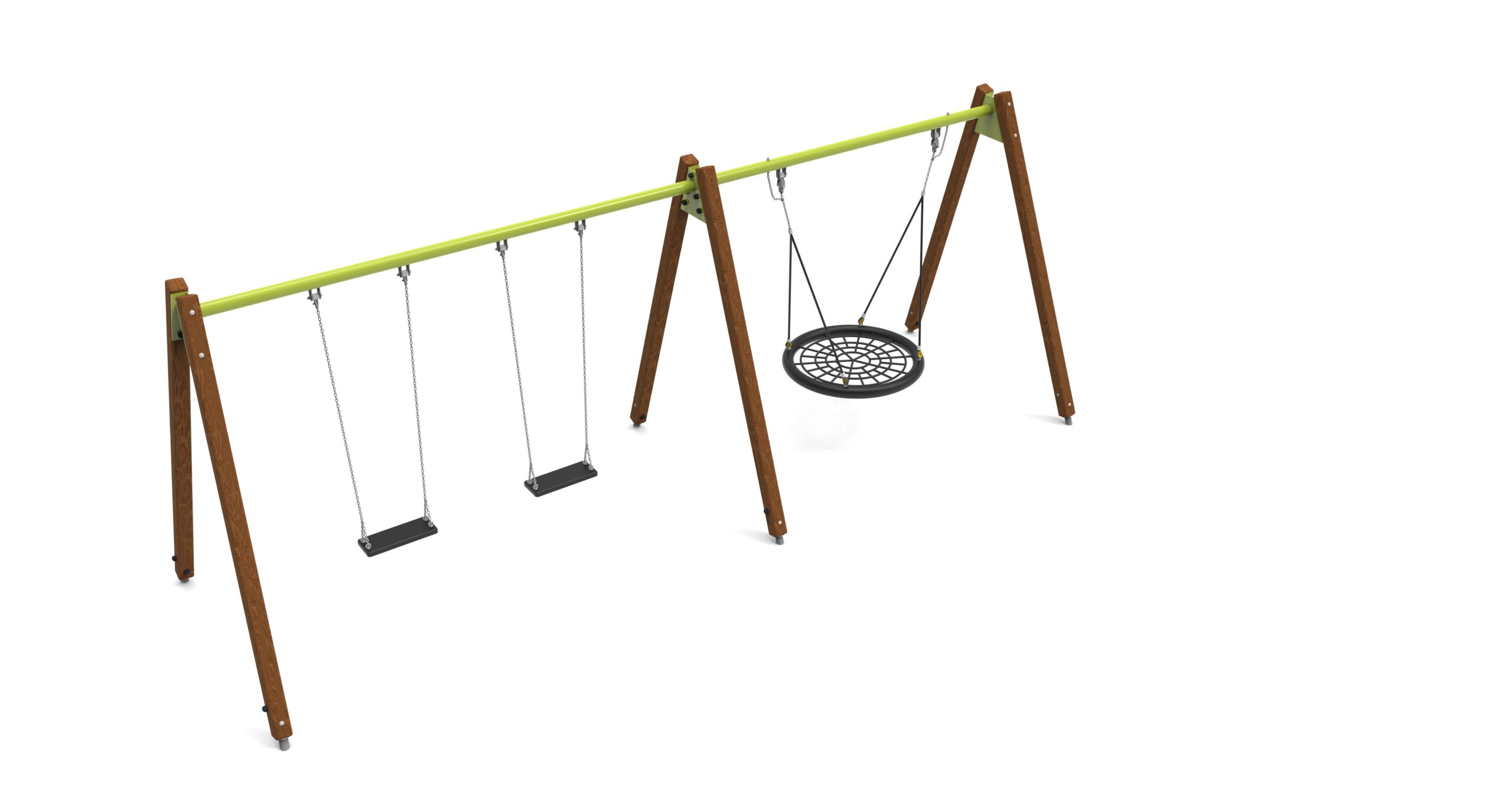 Kombinationsschaukel Holz doppelt A + Storchennest