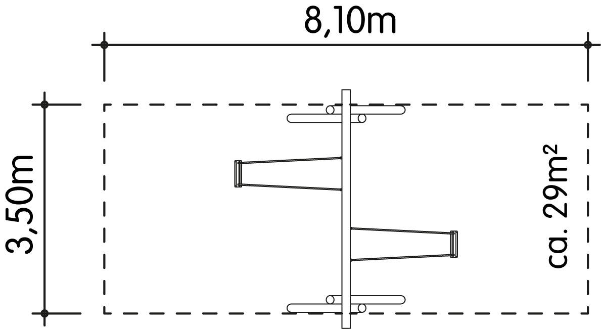 Schaukel 2-fach LH250cm, Querrohr Stahl verzinkt und pulverbeschichtet Ansicht 4