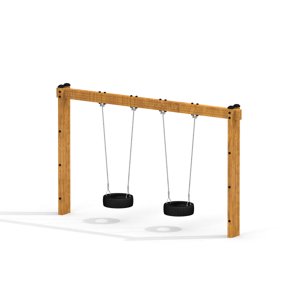 Doppelt Reifenschaukel Holz, Larslaj