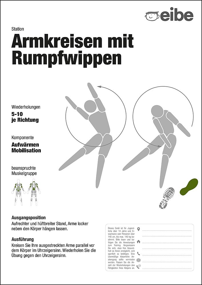 Trimm-dich-Pfad Trainingsschild Armkreisen mit Rumpfwippen Ansicht 5