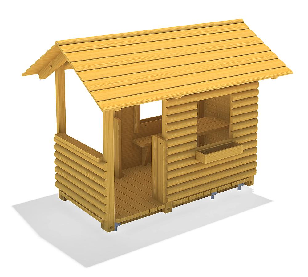 Blockhaus mit Veranda Ansicht 1