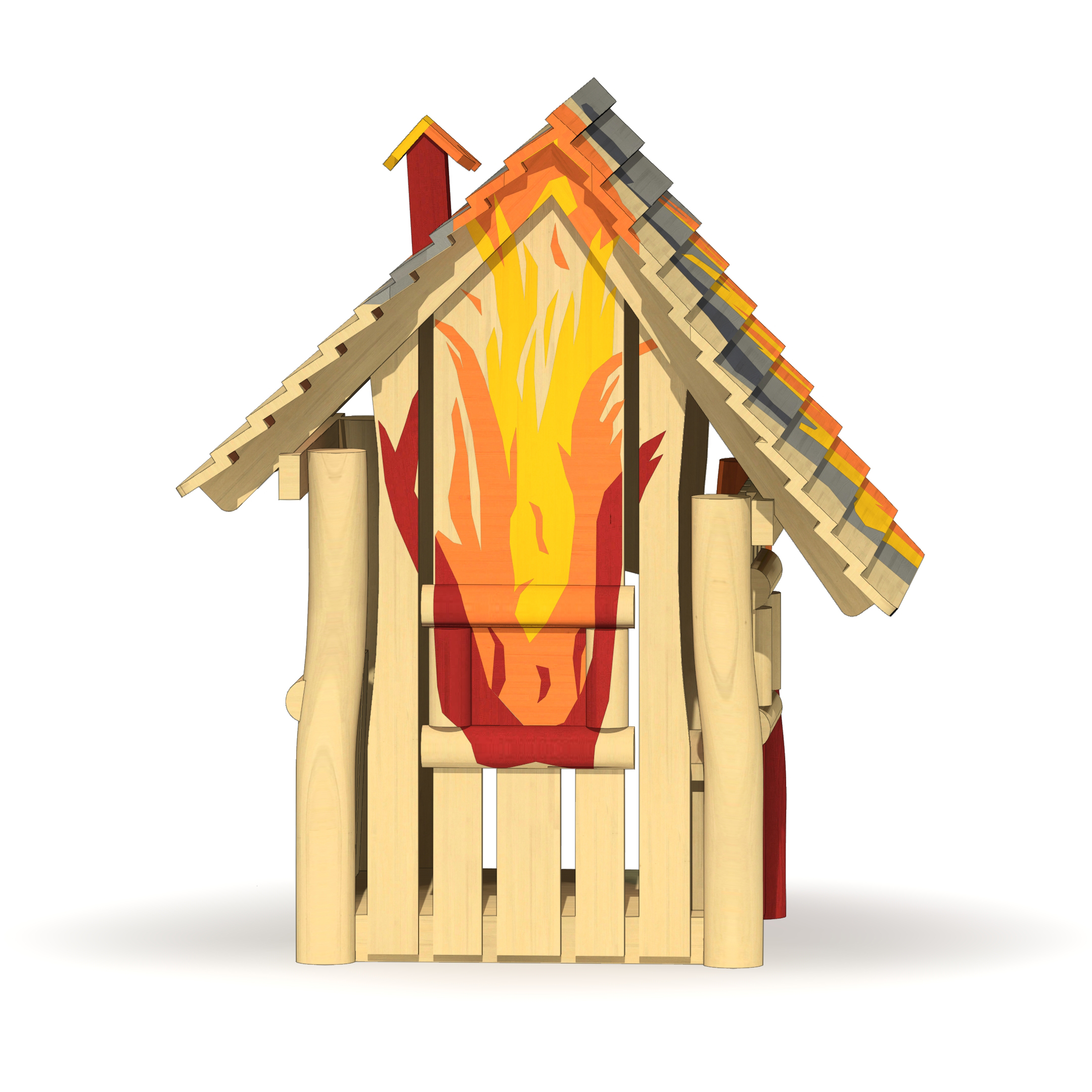 Spielhaus in Flammen mit Boden Ansicht 5