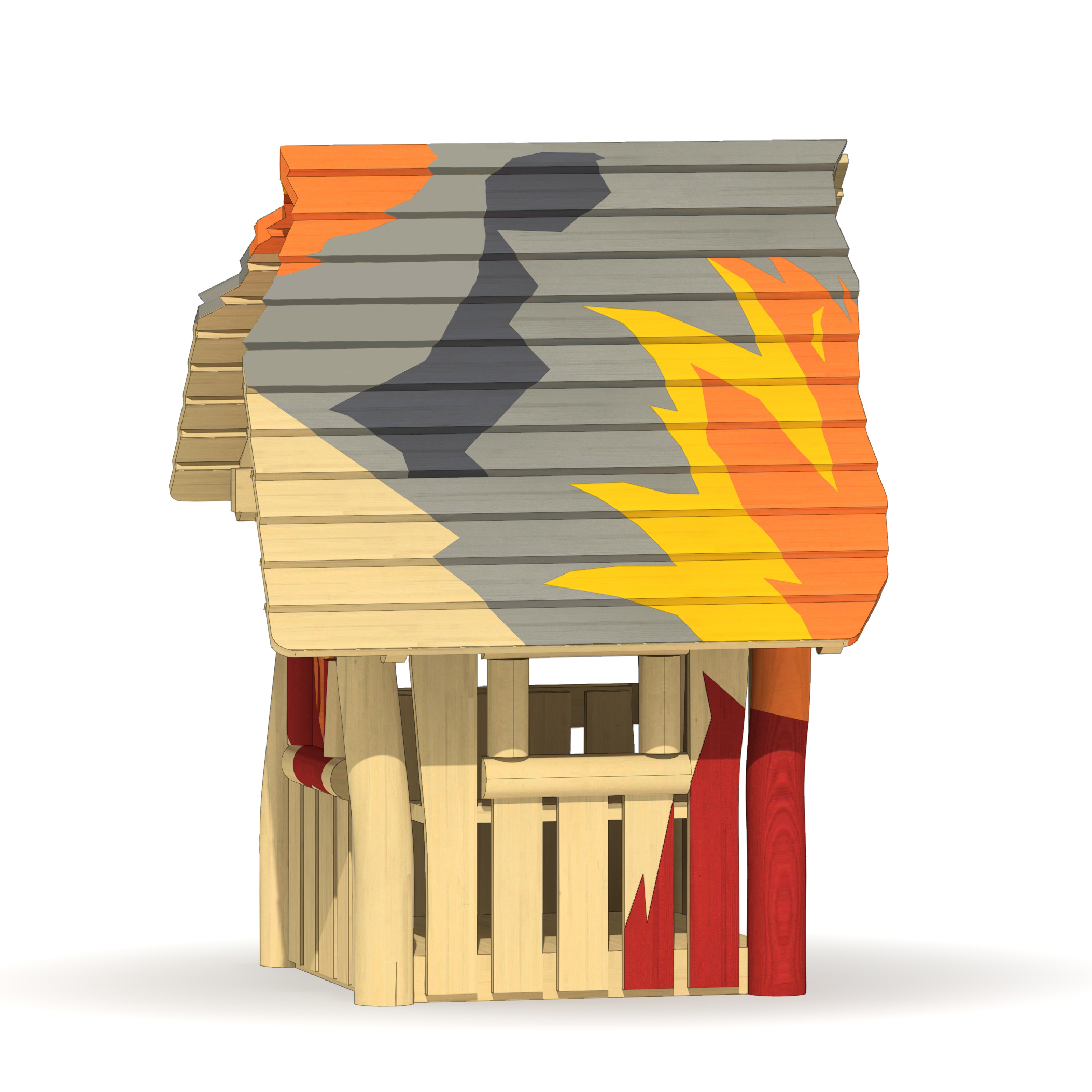 Spielhaus in Flammen mit Boden Ansicht 6