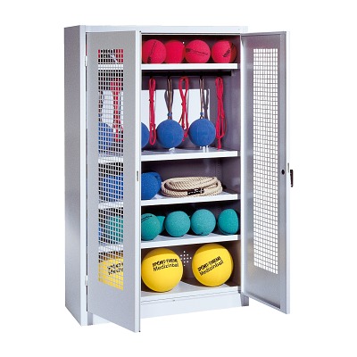 C+P Sportgeräteschrank mit Lochblech-Flügeltüren (Typ 2), HxBxT 195x120x50 cm