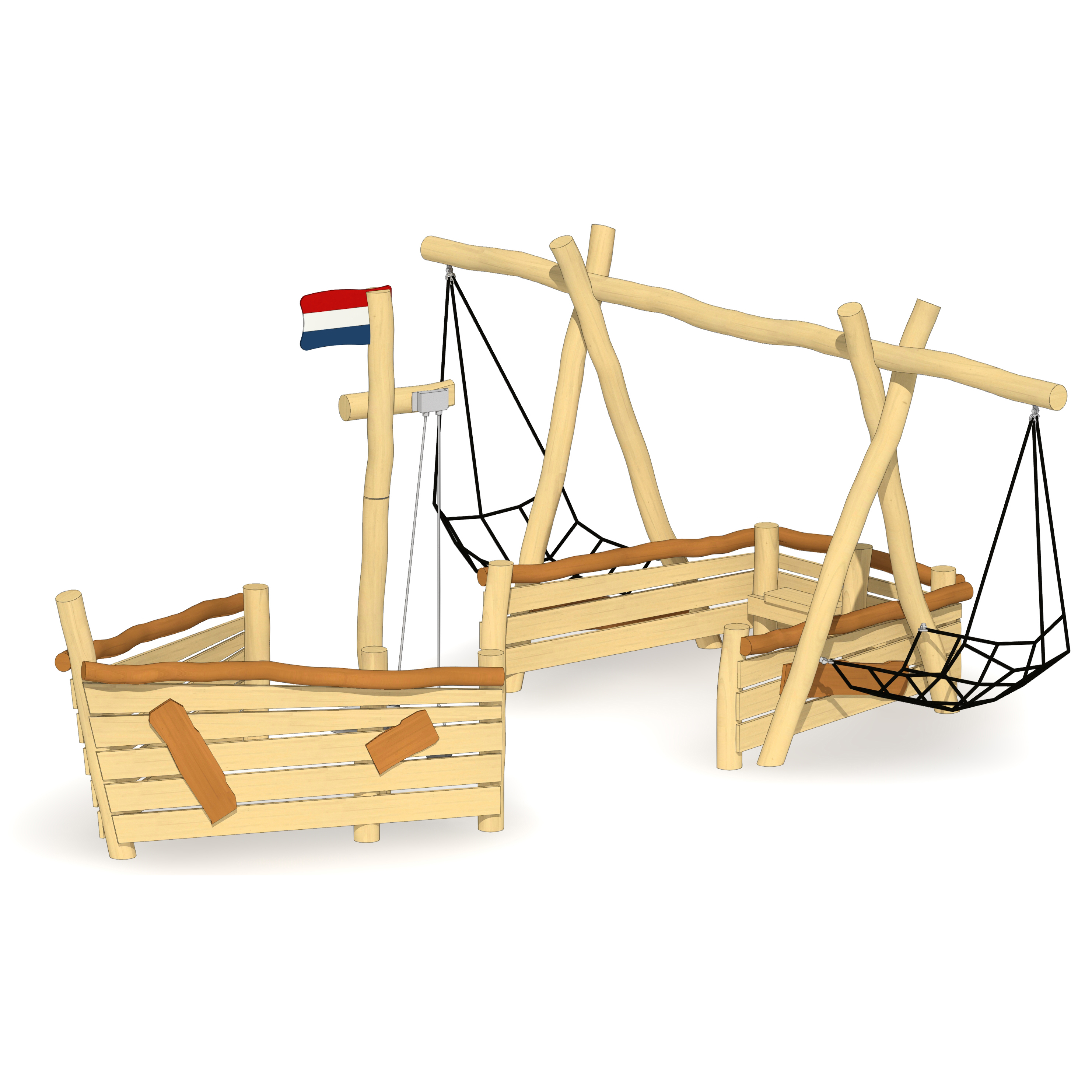 Sandkasten-Schiff Arnheim mit Lümmelnetzen