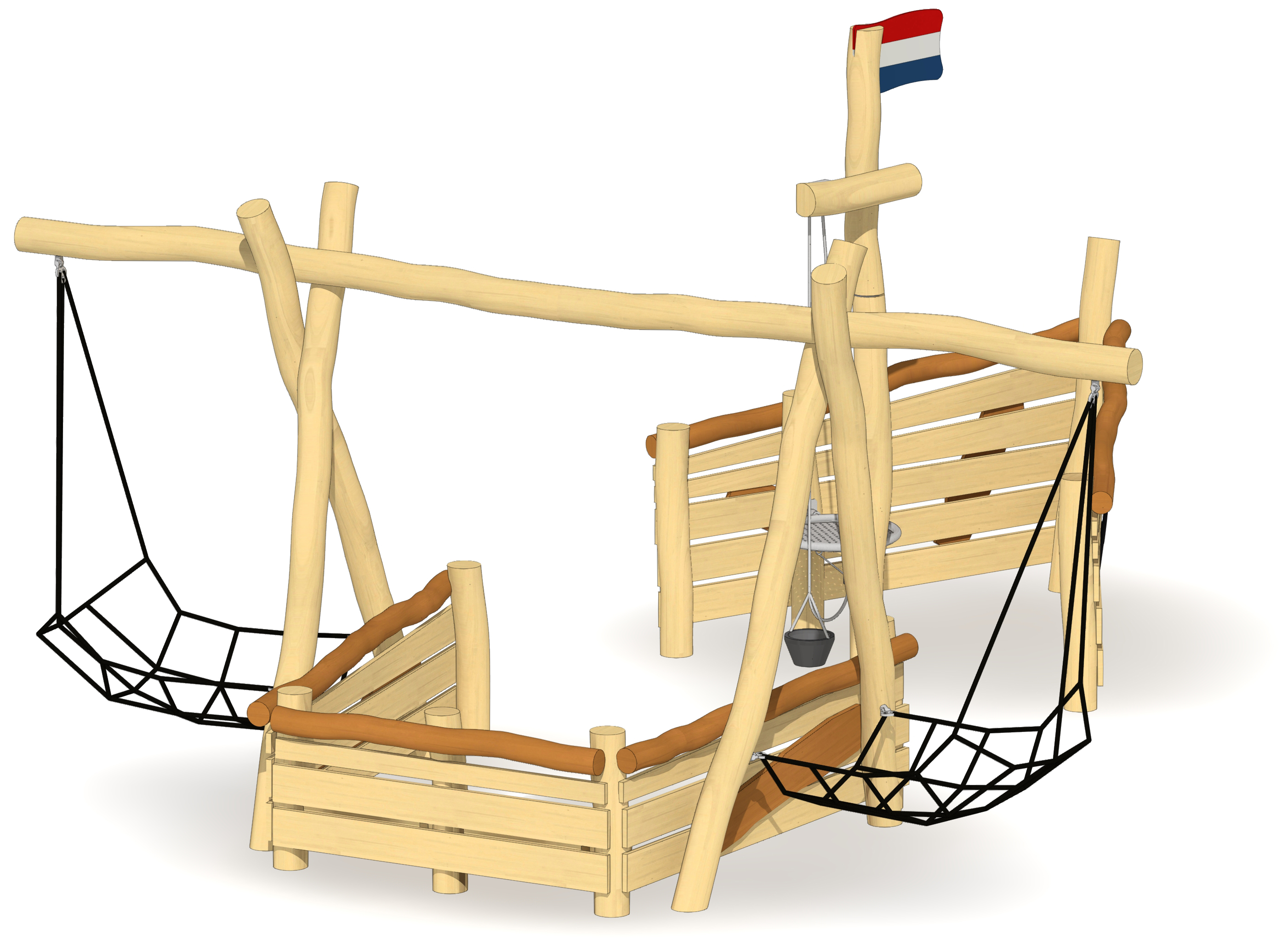 Sandkasten-Schiff Arnheim mit Lümmelnetzen Ansicht 4