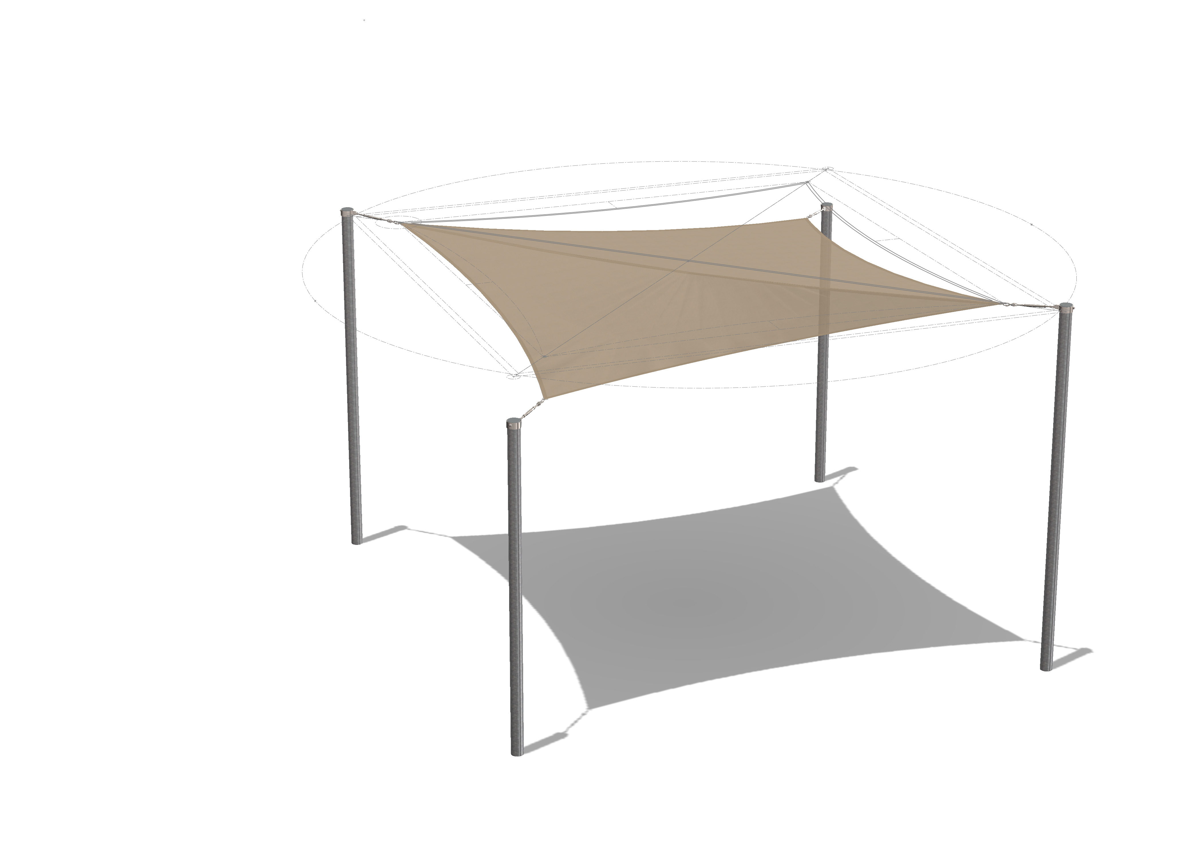 Feststehender/Temporärer Sonnenschutz, 4 x 4 m, Maier Spielplatzgeräte