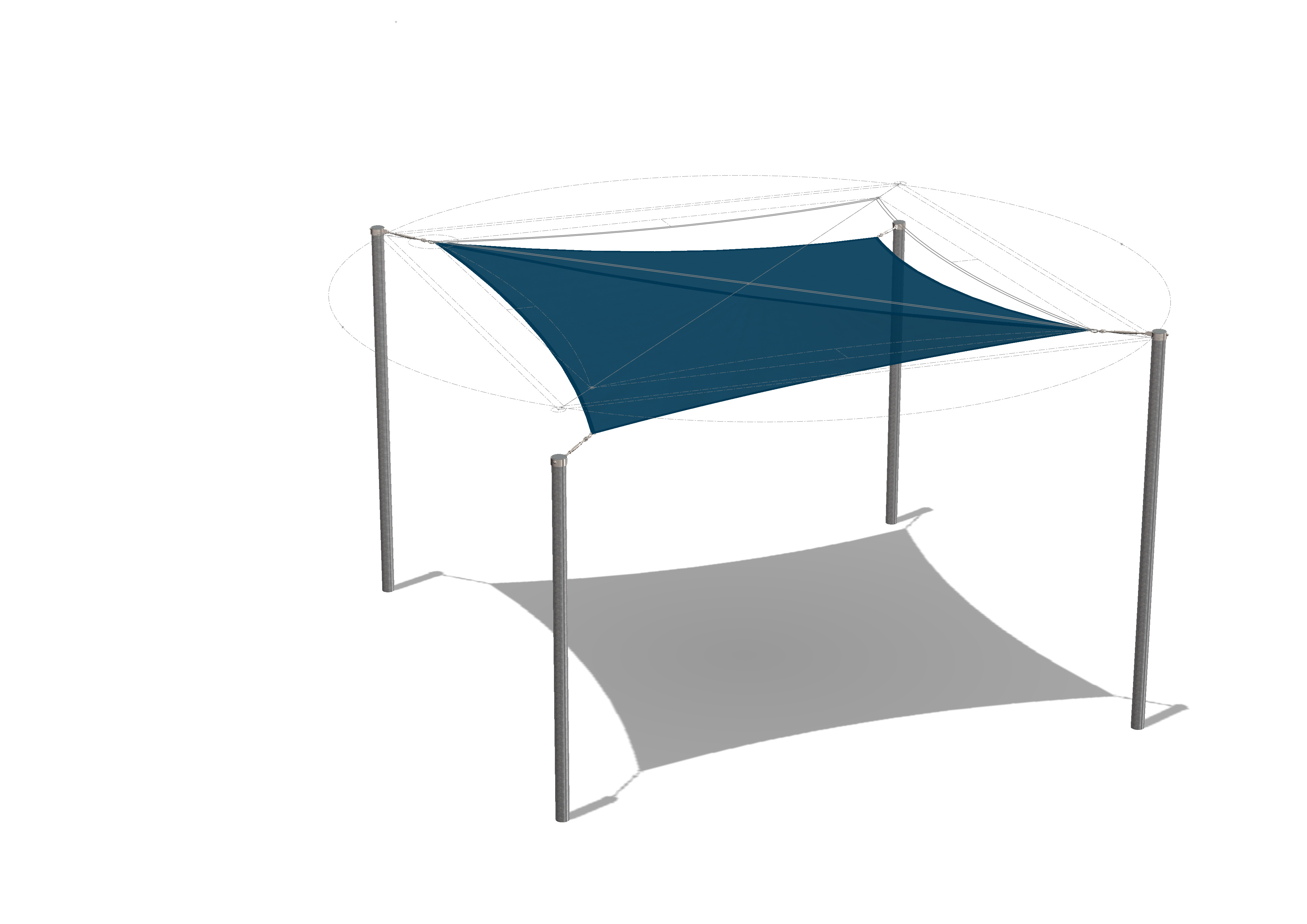 Feststehender/Temporärer Sonnenschutz, 4 x 4 m Ansicht 5
