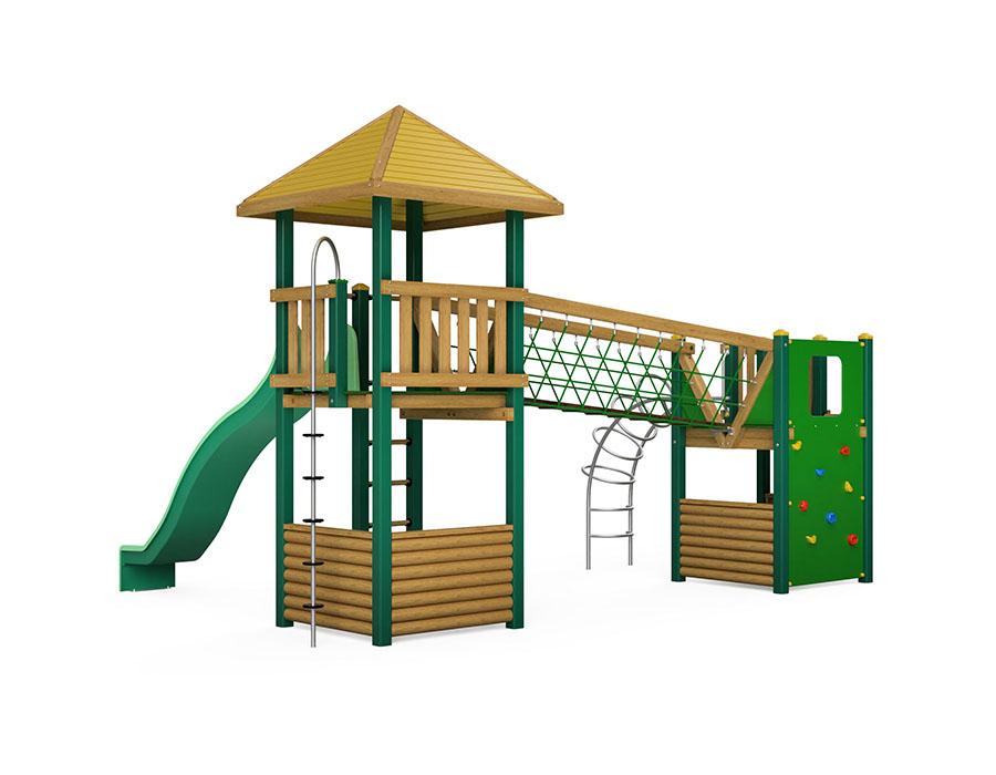 Spielturm-Kombination Holz/Aluminium Ansicht 3