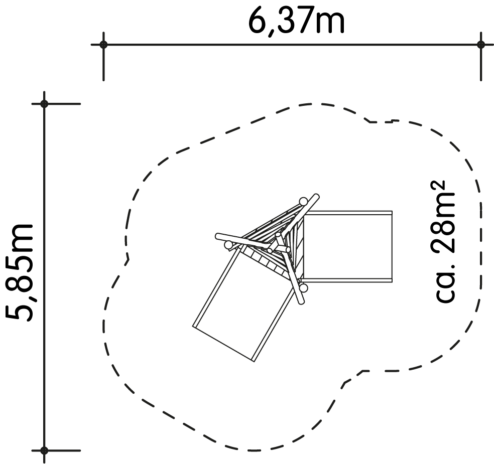Dreieckdach mit Rampen und Maltafel Ansicht 4