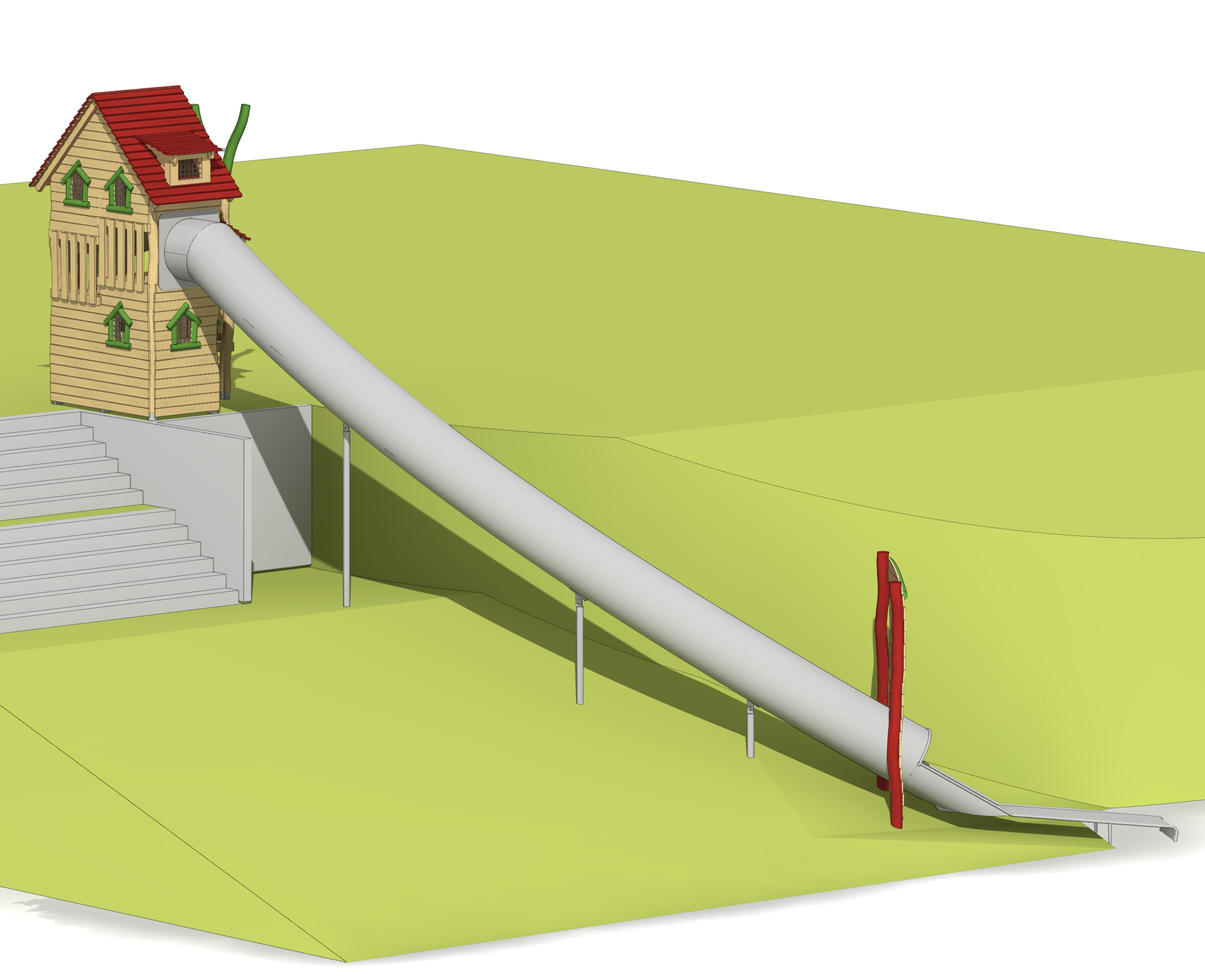 Spielhaus Pinocchio mit Röhrenrutsche Ansicht 4