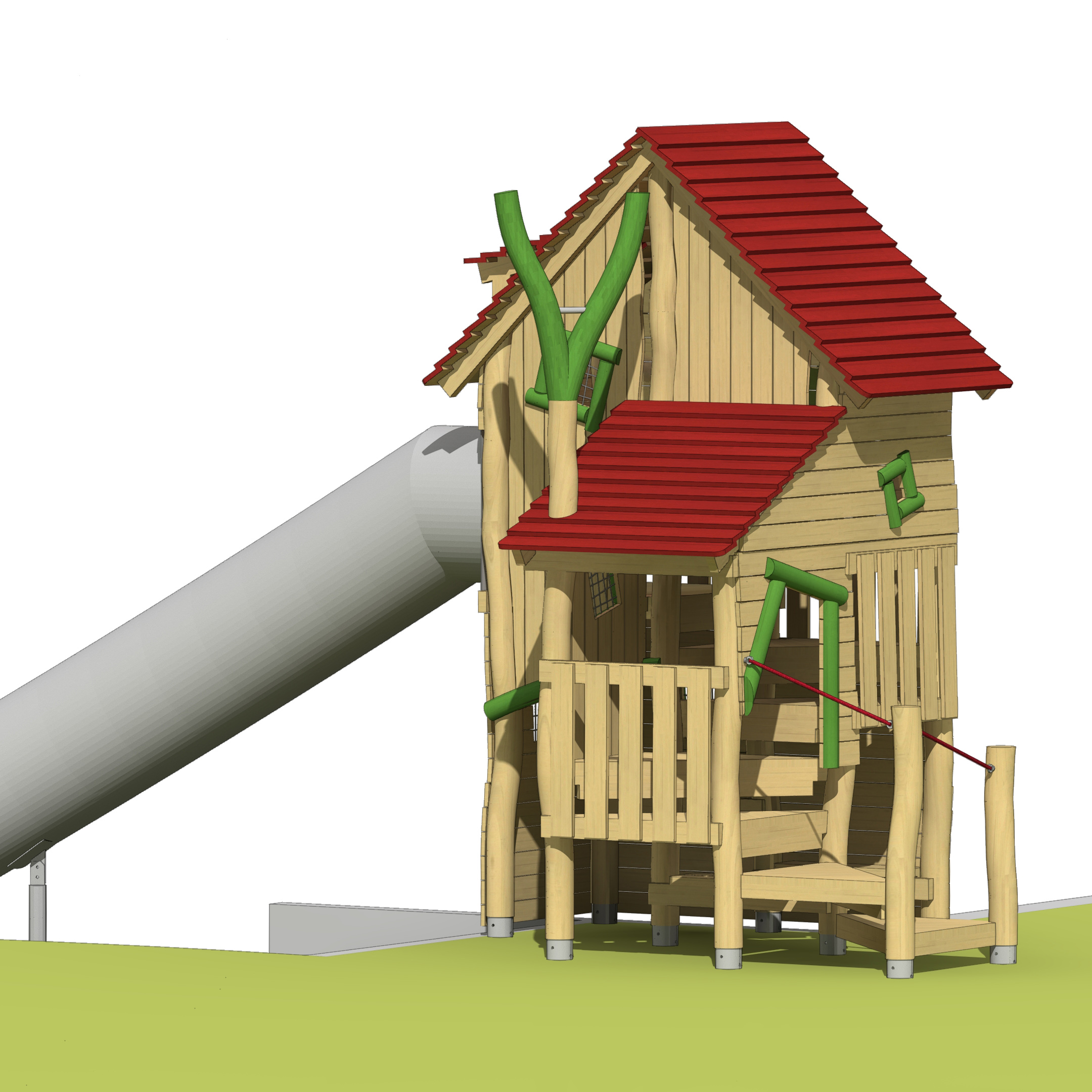 Spielhaus Pinocchio mit Röhrenrutsche Ansicht 6