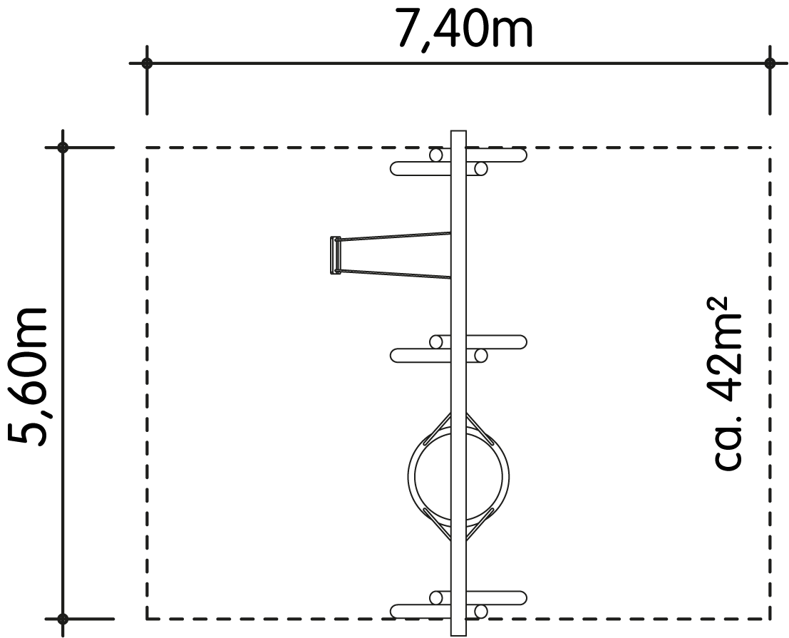 Schaukel-Nestkorb-Kombi 1-fach LH210cm Ansicht 4