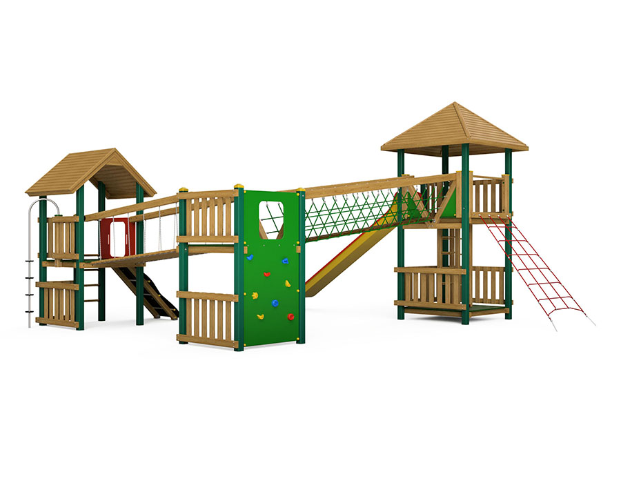 Spielturm-Kombination Holz/Aluminium Ansicht 3