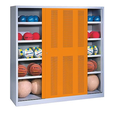 C+P Ballschrank mit Lochblech-Schiebetüren (Typ 4), HxBxT: 195x120x40 cm, Sport-Thieme