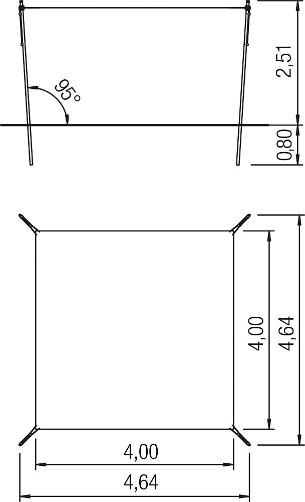 Schattensegel höhenverstellbar 4,00x4,00 m Ansicht 4