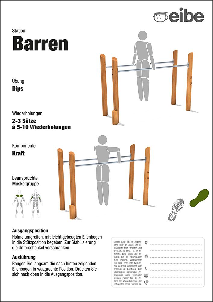 Trimm-dich-Pfad Trainingsschild Barren Ansicht 4