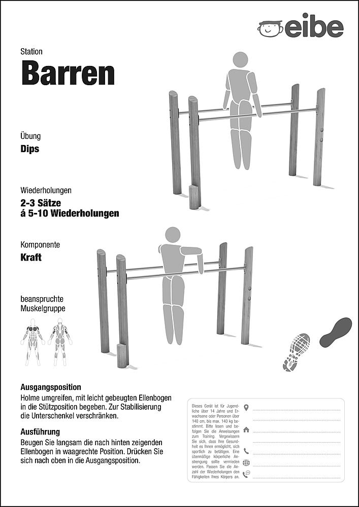 Trimm-dich-Pfad Trainingsschild Barren Ansicht 6