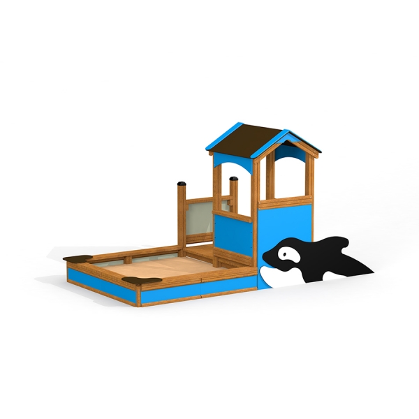 Orca Sandkasten mit Spielhaus Ansicht 2