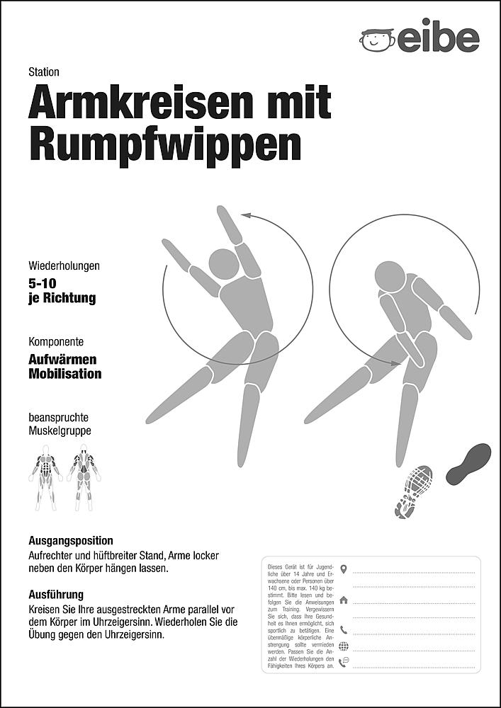 Trimm-dich-Pfad Trainingsschild Armkreisen mit Rumpfwippen Ansicht 6