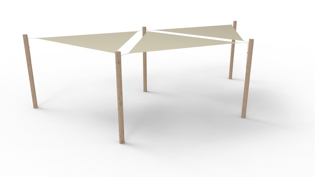 PE-Sonnensegel-System 3 Segel (3x3x3 m) + 5 Pfosten, Norna