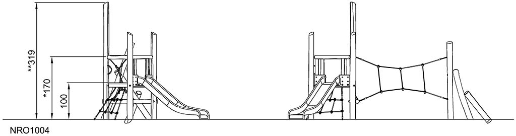 1-Turm-Spielanlage mit Kletternetz NRO1004 Ansicht 4