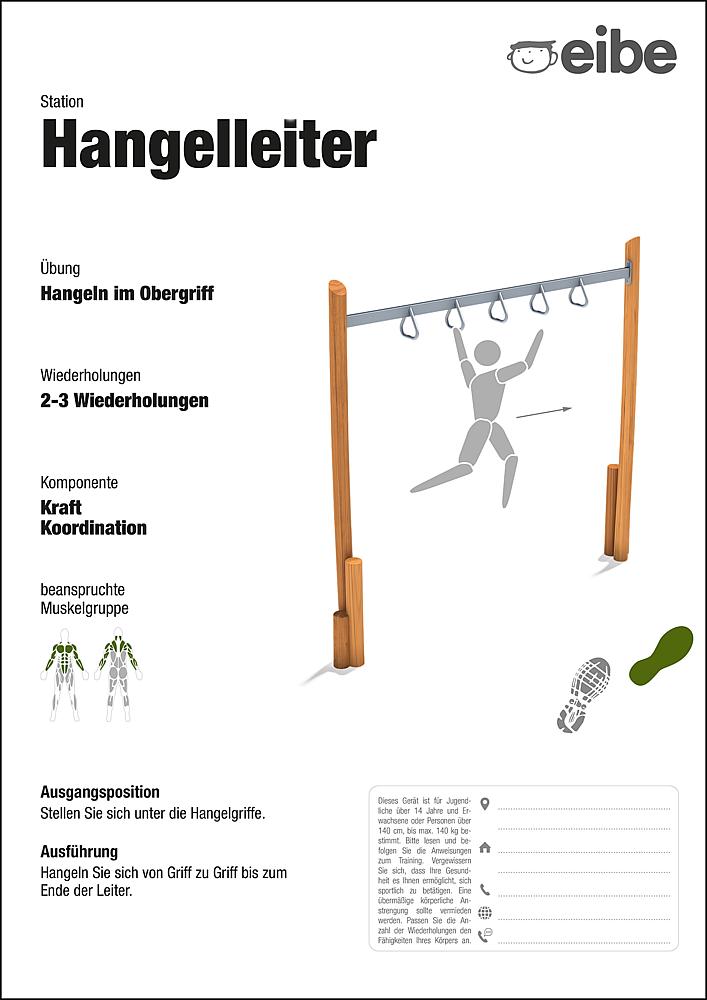 Trimm-dich-Pfad Trainingsschild Hangelstation Ansicht 5