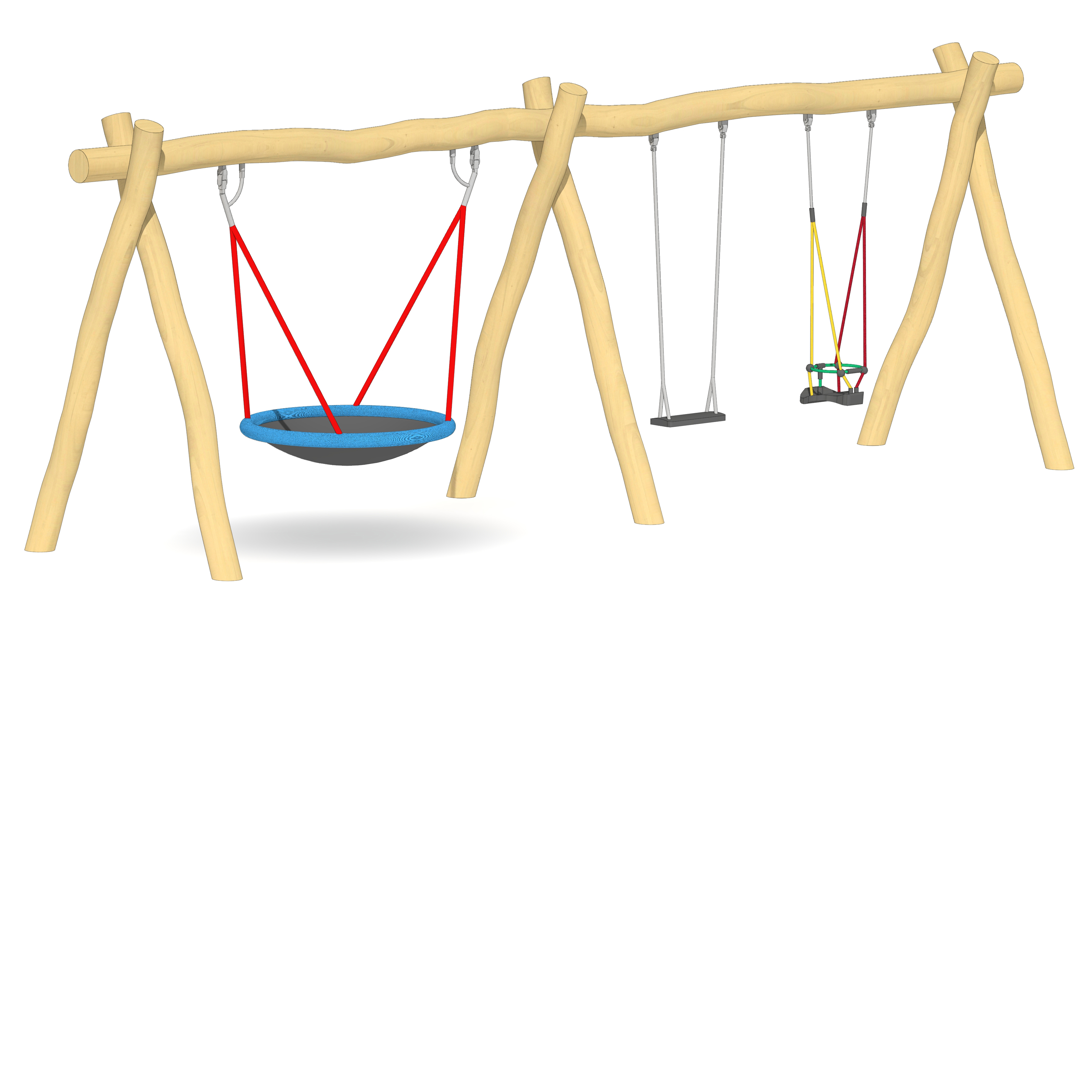 Schaukel-Nestkorb-Kombi 2-fach LH210cm, 1 Kleinkind-Schaukelsitz Ansicht 2