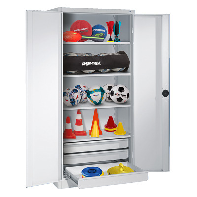 C+P Sportgeräteschrank mit Schubladen und Vollblech-Flügeltüren (Typ 4), HxBxT 195x120x50 cm