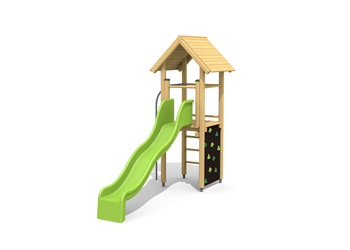 Kletterturm 1 mit 2er Schaukel - farbig lasiert