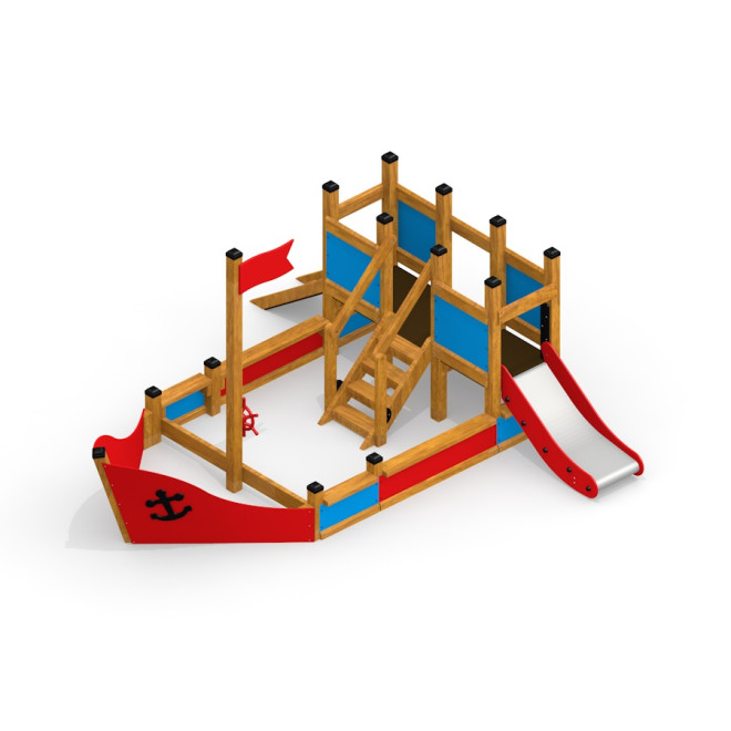 Kleines Schiff Sandkasten mit Rutsche, Larslaj