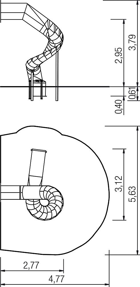 Muldenanbaurutsche 270 Grad PH 295 cm, rechts gewendelt, V2A Ansicht 5