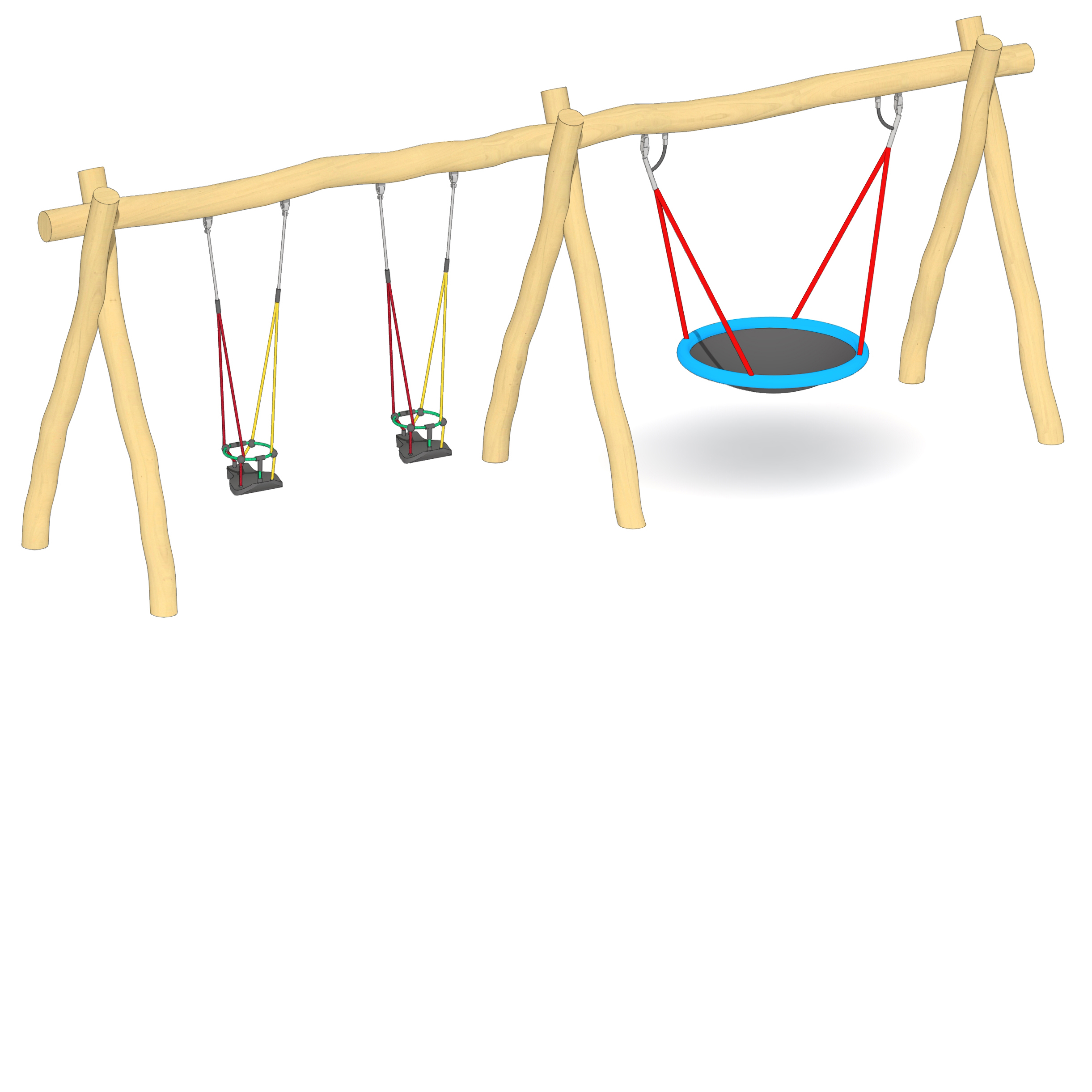 Schaukel-Nestkorb-Kombi 2-fach LH210cm, 2 Kleinkind-Schaukelsitze