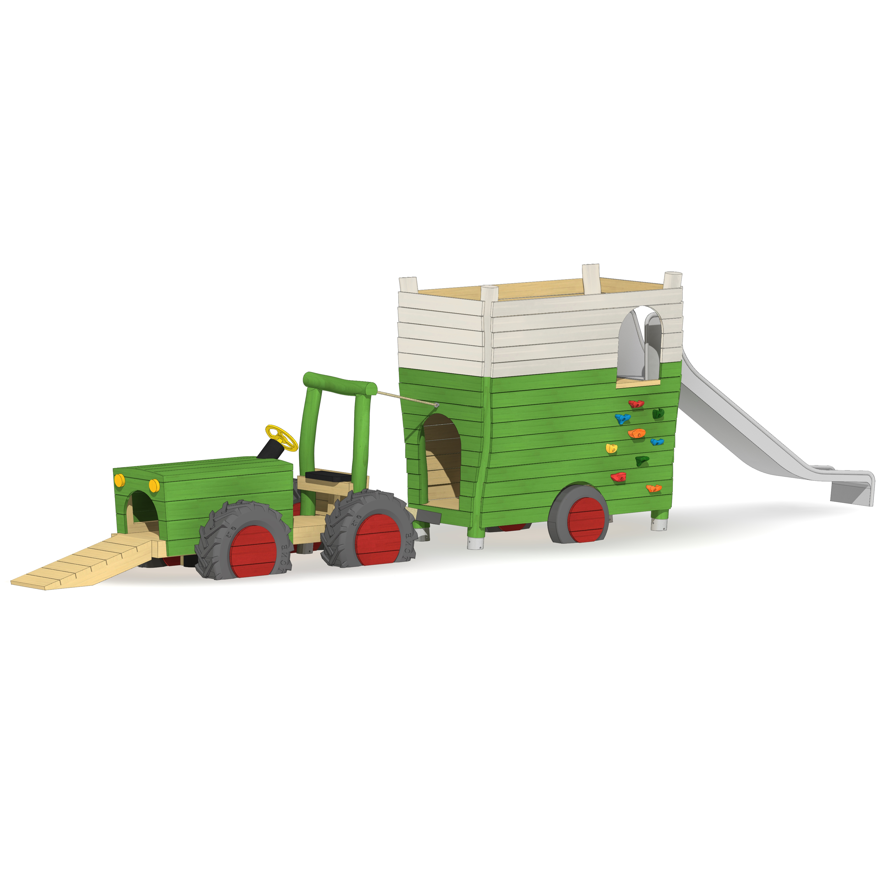 Kleiner Traktor mit Lesewagen Ansicht 2