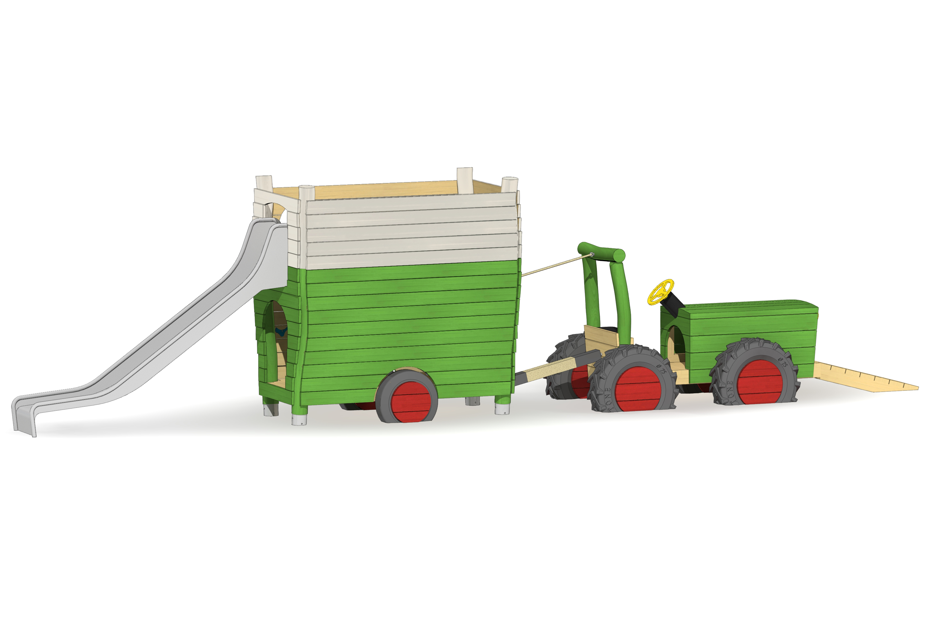 Kleiner Traktor mit Lesewagen Ansicht 4