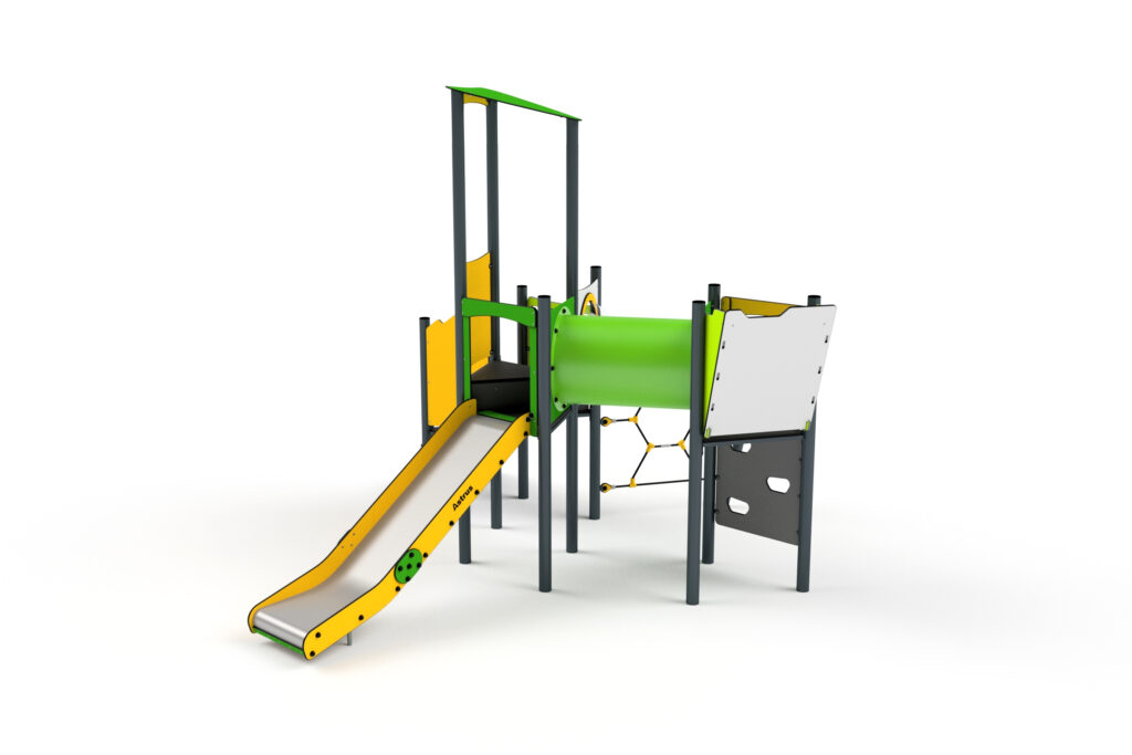 11057 Turm mit Rutsche, Kletterwand, Tunnel, Netz, Kletterwand und Spielwand, Astrus