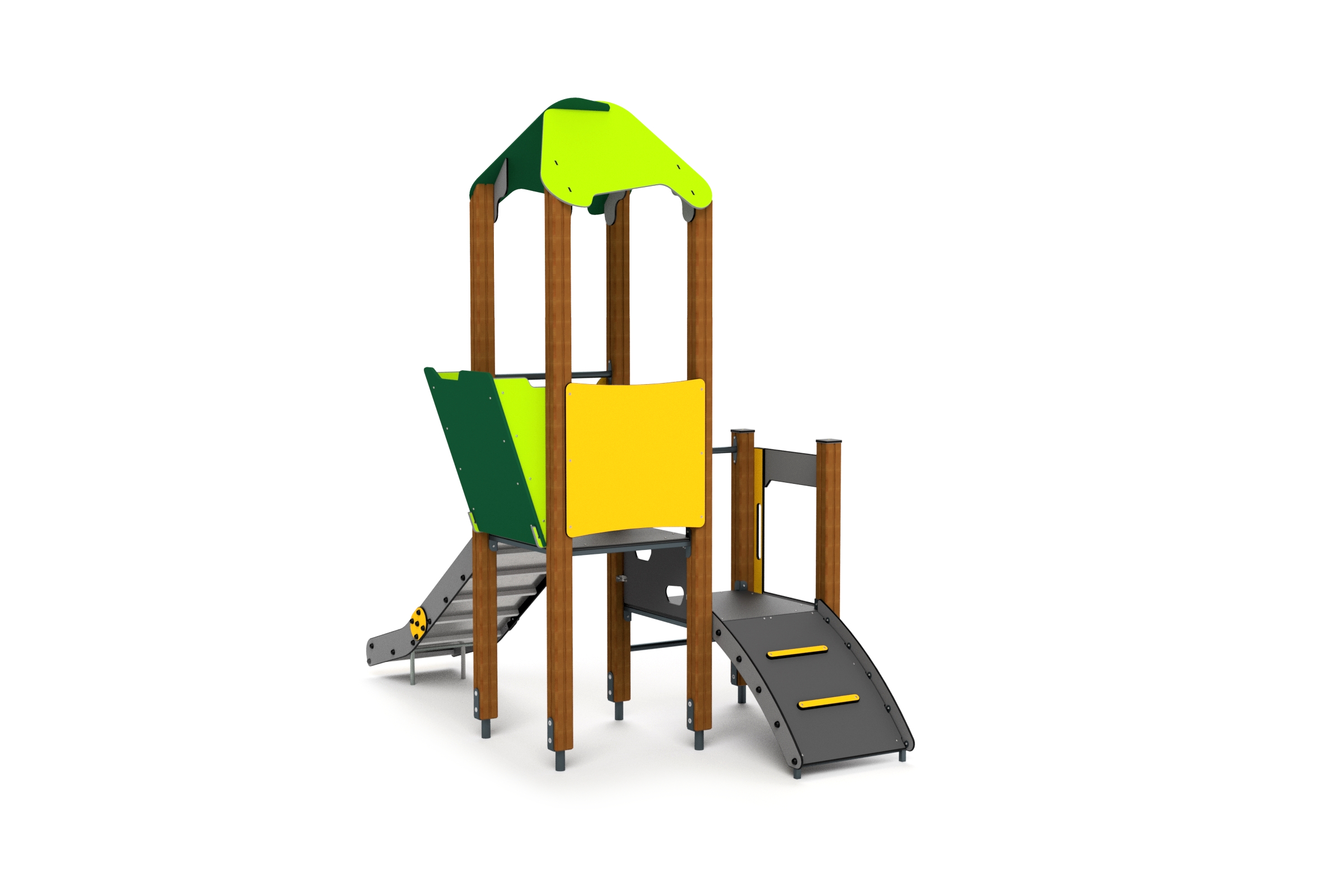 10011 Kleiner Kletterturm mit runder Rampe und Rutschbahn Ansicht 3