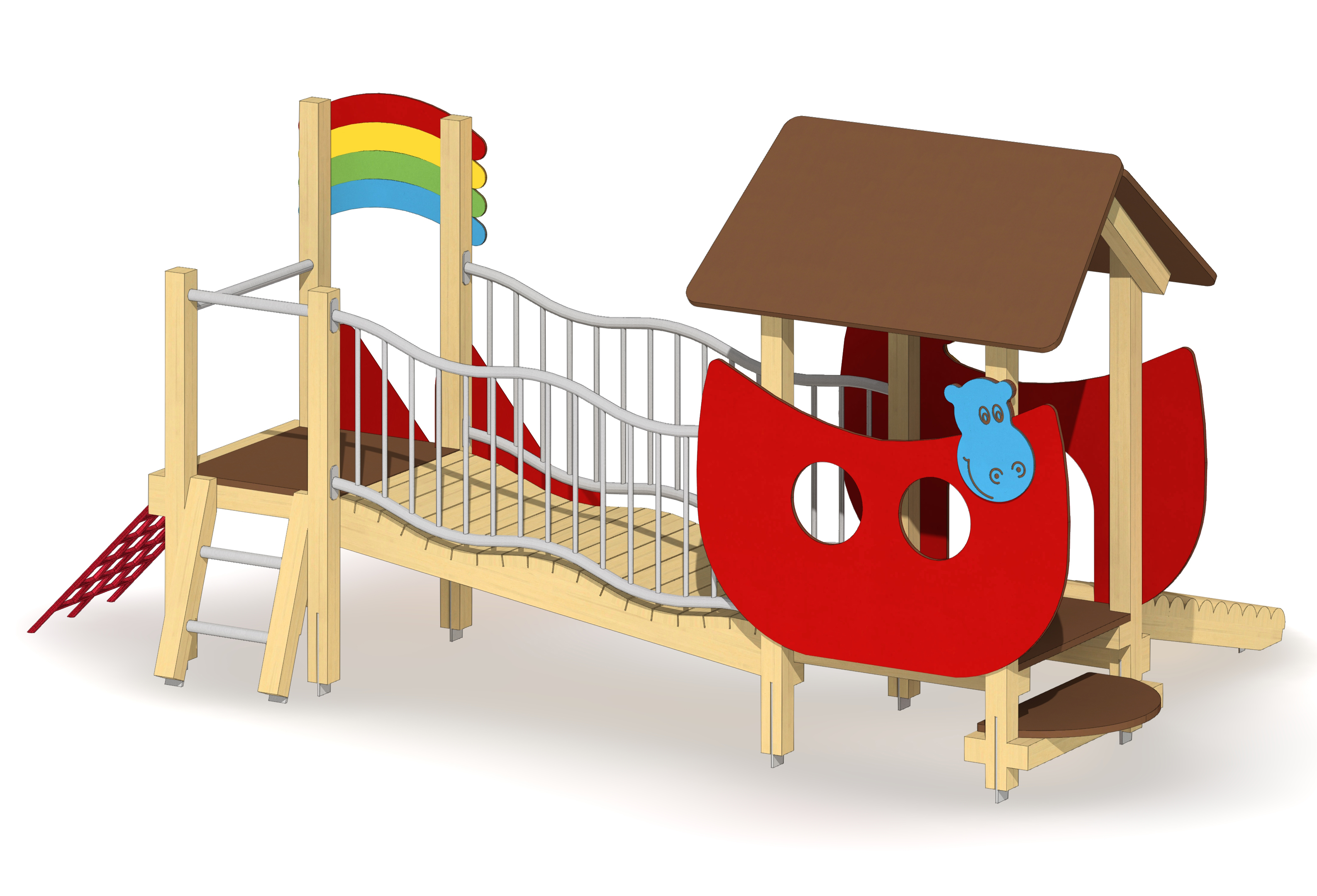 Minispielanlage Arche Noah mit Wellenbrücke Ansicht 4