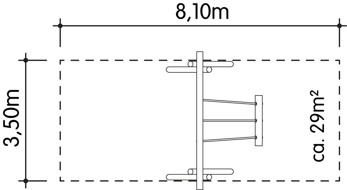 Duoschaukel LH250cm mit Gummirohrsitz Ansicht 5