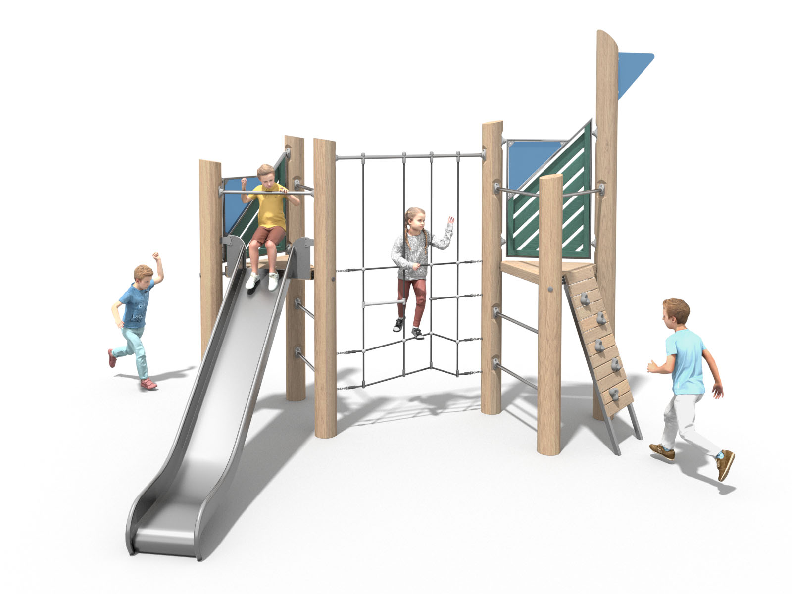 Robinien-Spielanlage mit zwei Türmen und Seilbrücke für Spielplatz