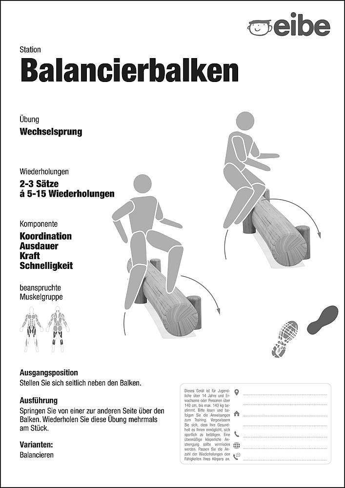 Trimm-dich-Pfad Trainingsschild Balancierbalken Ansicht 6