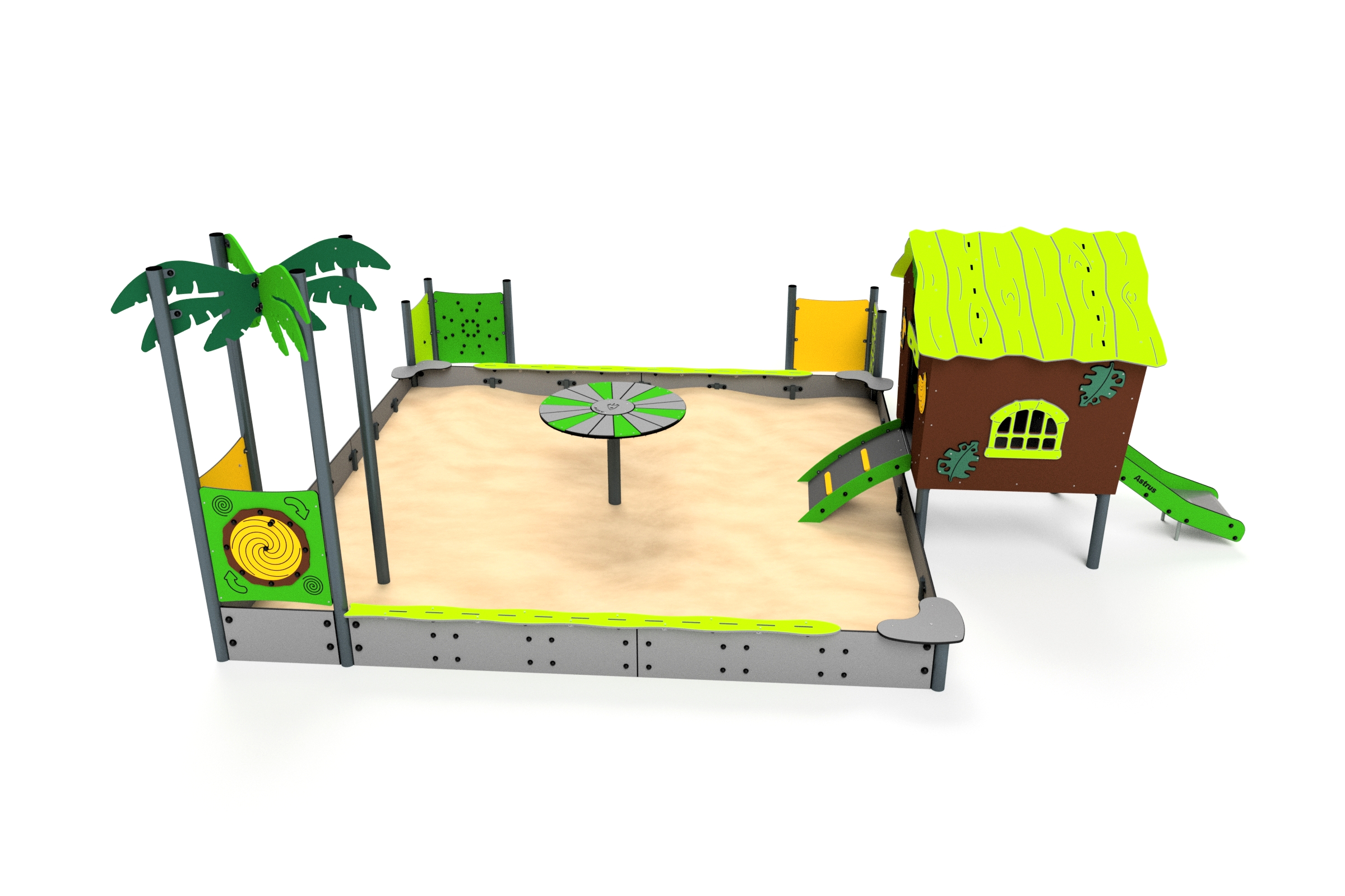 3211S Pädagogischer Sandkasten mit Spielhäuschen Ansicht 3