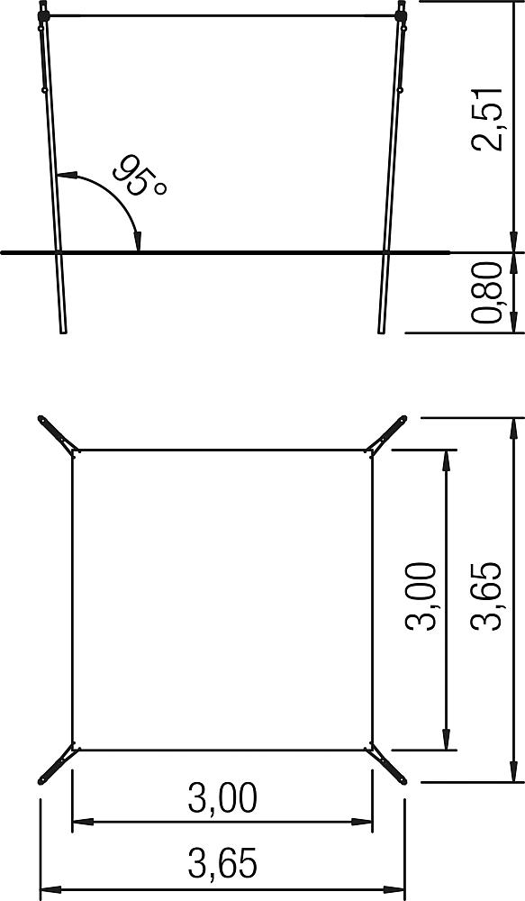 Schattensegel höhenverstellbar 3,00x3,00 m Ansicht 5