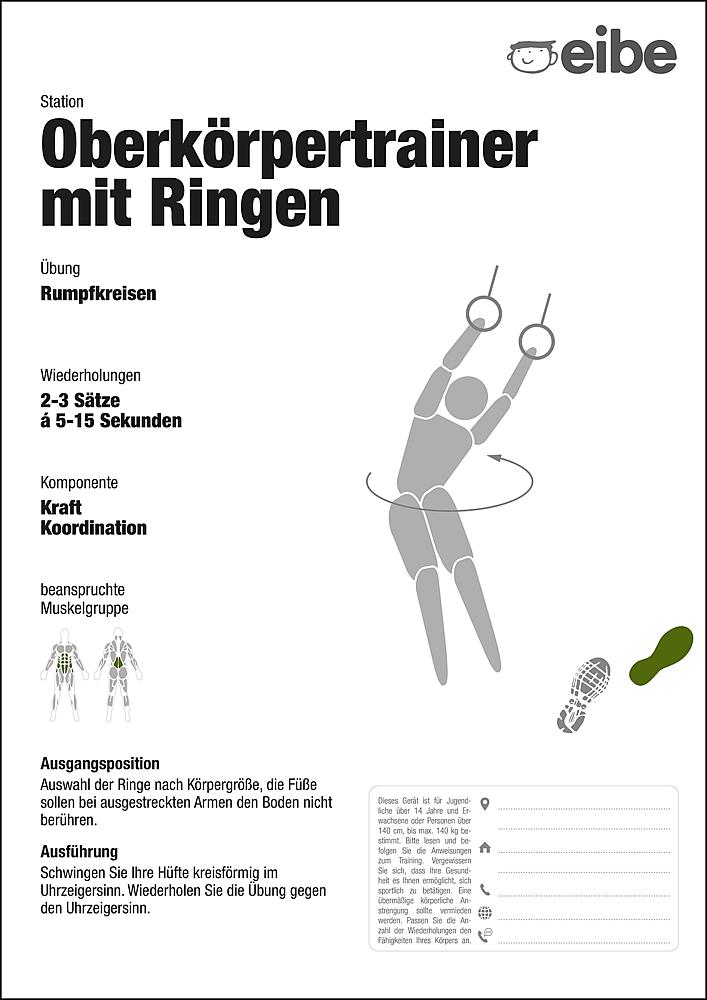 Trimm-dich-Pfad Trainingsschild Oberkörpertrainer mit Ringen Ansicht 5