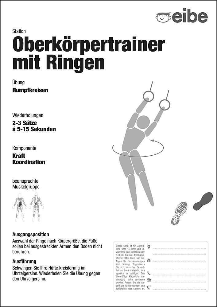 Trimm-dich-Pfad Trainingsschild Oberkörpertrainer mit Ringen Ansicht 6