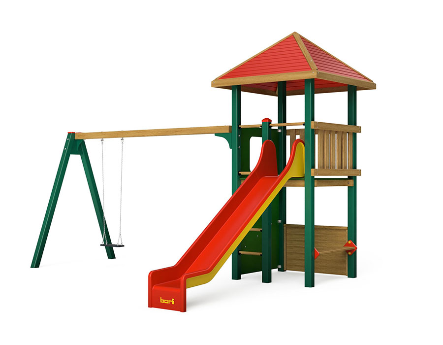 Spielturm-Kombination Holz/Aluminium, Bürli